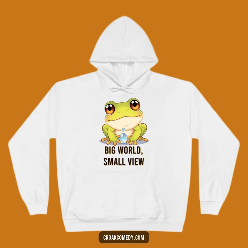 Funny Frog Dewdrop Hoodie - Curious Frog Wide Eyes Macro Photo Sweatshirt