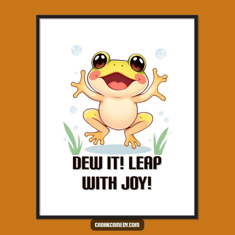 Energetic Free Printable Wall Art: Frolicking Frog Dewdrops Downloadable Decor