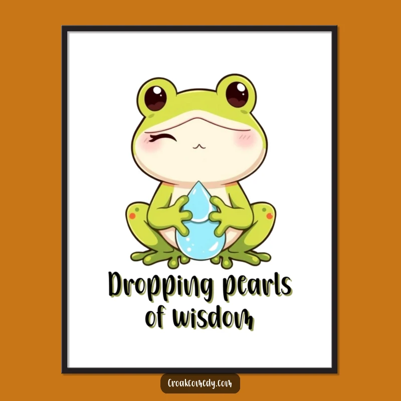 Free Printable Wall Art: Winking Frog with Dewdrop for Quirky and Playful Decor
