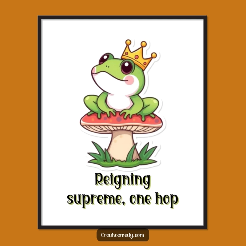 Funny Free Printable Frog Art: Regal Mushroom Dowloadable Poster Gift
