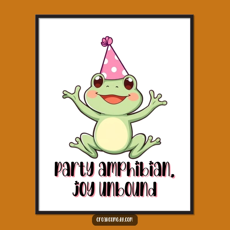 Funny Free Printable Wall Art Frog Party Hat Downloadable Home Decor