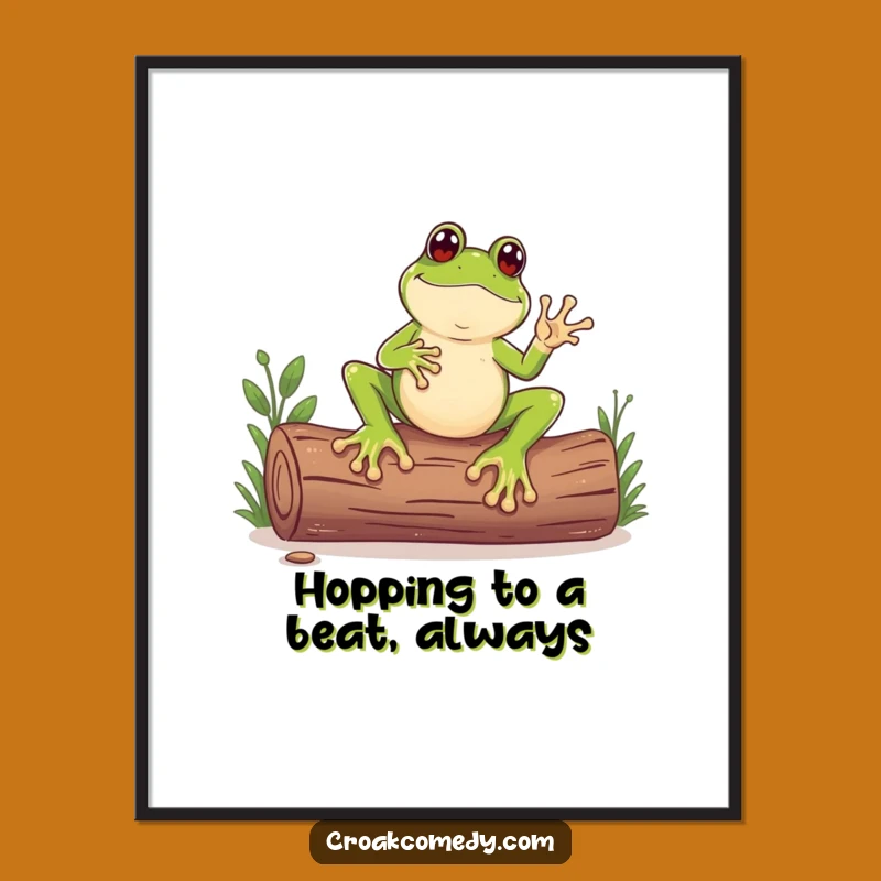 Funny Free Printable Wall Art Frog Tapping Log Downloadable Home Decor