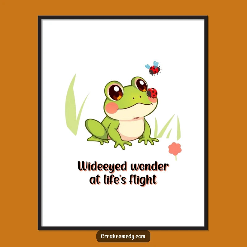 Funny Free Printable Wall Art Frog Watching Ladybug Downloadable Home Decor