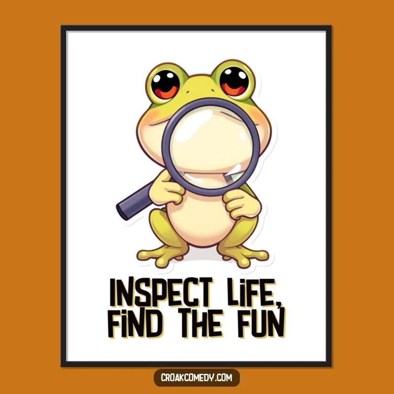 Funny Free Printable Wall Art: Curious Frog's Magnified World, Quirky Downloadable Decor