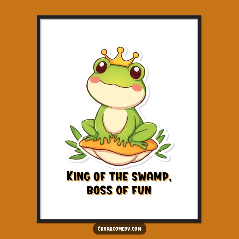 Funny Free Printable Wall Art: Regal Frog King Mushroom Humor Download