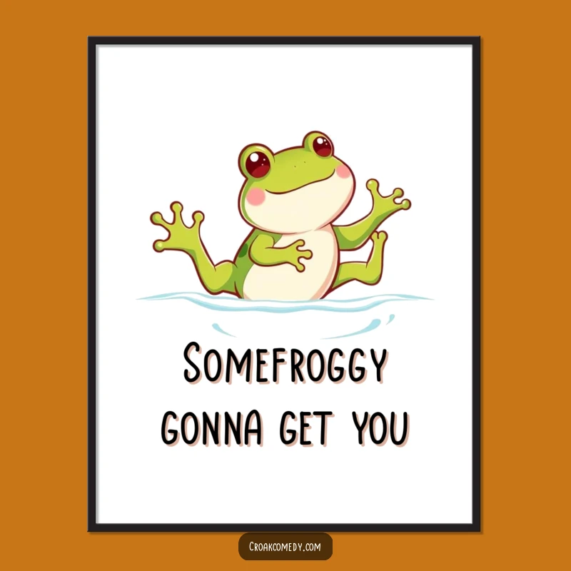 Free Printable Wall Art: Funny Frog Kicking Legs, Joyful Swimmer Decor