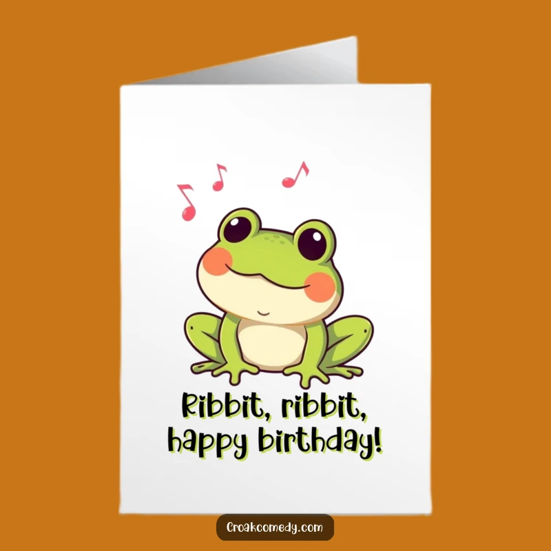 Free Printable Birthday Card: Croaking Frog Singing Tune Funny Downloadable Gift