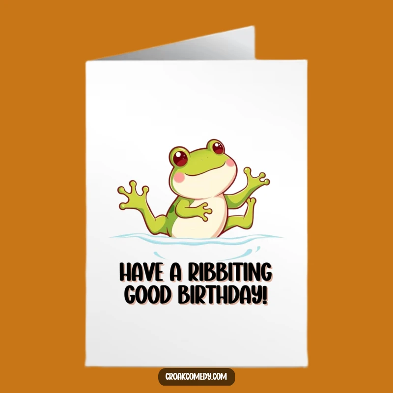 Free Printable Birthday Card: Funny Frog Kicking Legs, Joyful Swimmer Fun