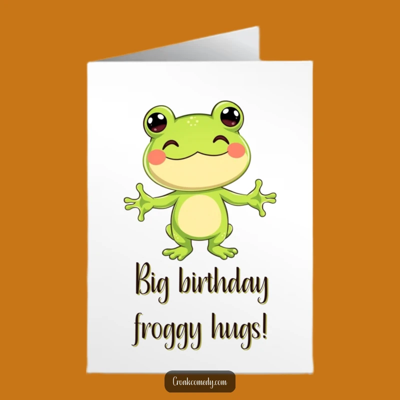 Free Printable Birthday Card: Hugging Frog DIY Downloadable Gift for Warm Wishes