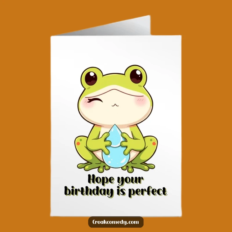 Free Printable Birthday Card: Winking Frog Dewdrop Wish for a Splashy Celebration
