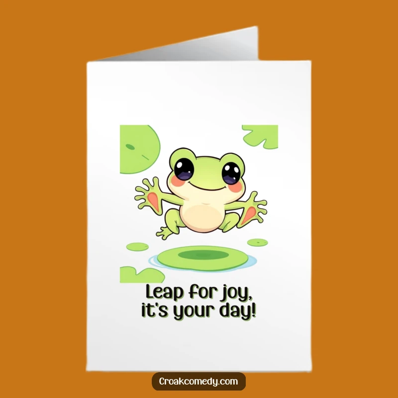 Free Printable Funny Birthday Card: Happy Frog Leaping, Hilarious Downloadable Joy