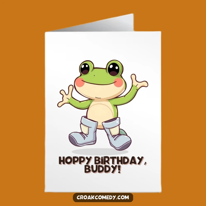 Free Printable Birthday Card: Joyful Frog Hopping, a Funny Downloadable Gift
