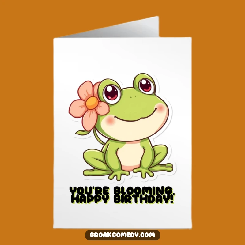 Happy Frog Birthday Card Free Printable: Cute Flower Frog Downloadable Gift