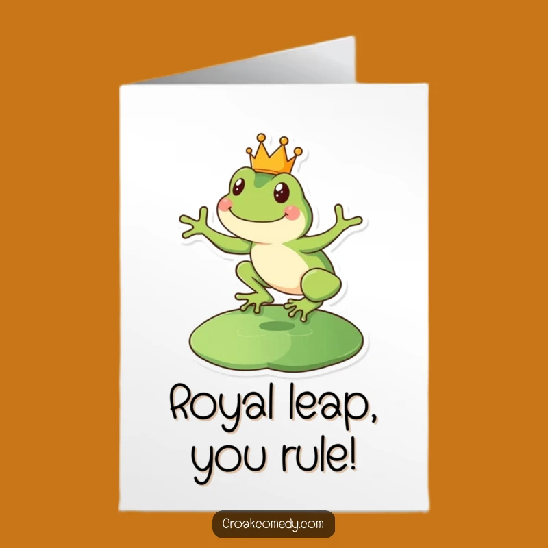 Crowned Frog Congrats Card Free Printable: Royal Leap Downloadable Gift