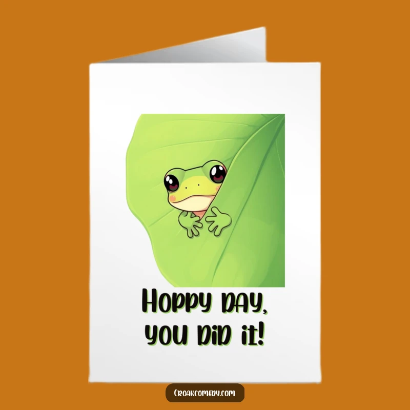 Free Printable Congrats Card: Curious Frog Peeking Funny Downloadable Greeting