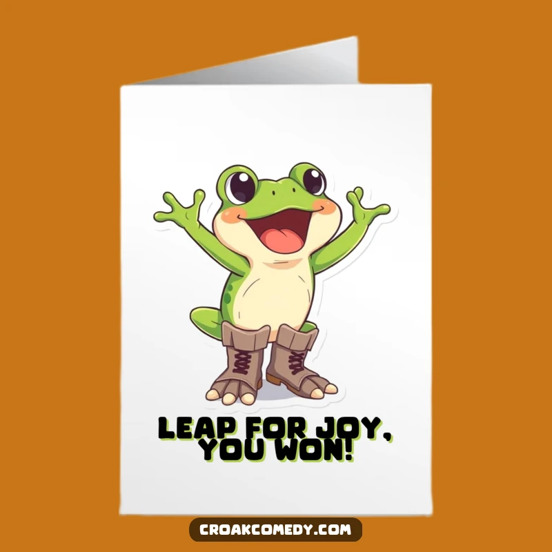 Free Printable Congrats Card: Frog In Boots Downloadable Greeting Funny Gift