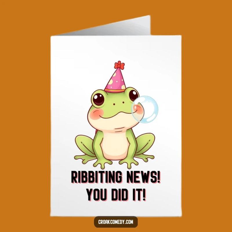 Hilarious Free Printable Congrats Card: Frog Bubble Blow Celebration Downloadable Gift
