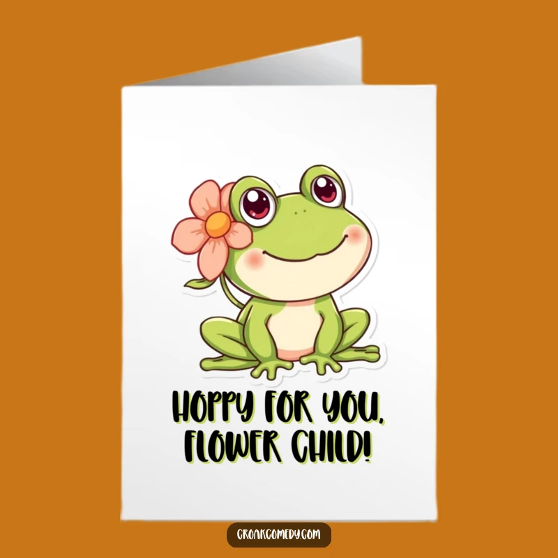 Happy Froggy Congrats Card Free Printable: Festive Flower Frog Downloadable