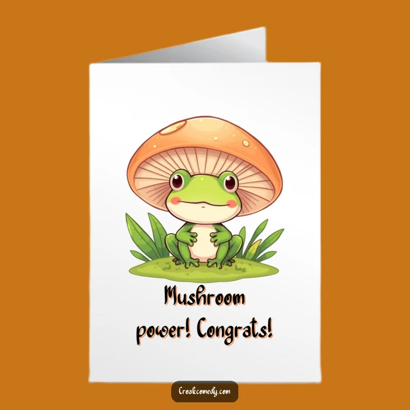 Whimsical Free Printable Congrats Card: Frog Mushroom Smile Downloadable Gift