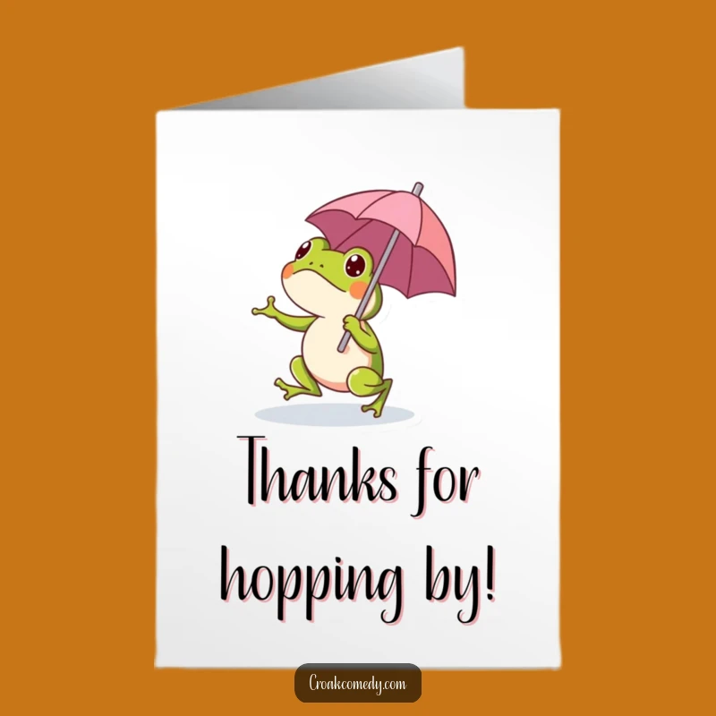 Free Printable Frog Thank You Card: Funny Hopping Umbrella Downloadable Gift