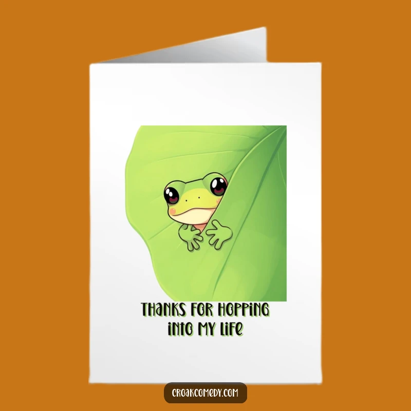Free Printable Thank You Card: Curious Frog Peeking Funny Downloadable Greeting