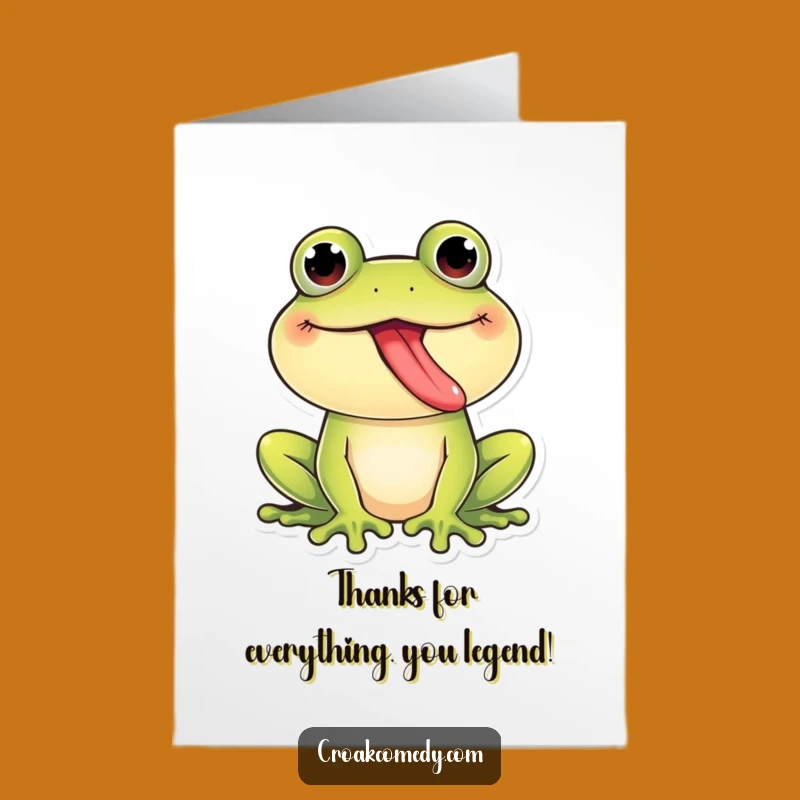 Free Printable Thank You Frog Card: Tongue Out Thanks for a Funny Downloadable Gift