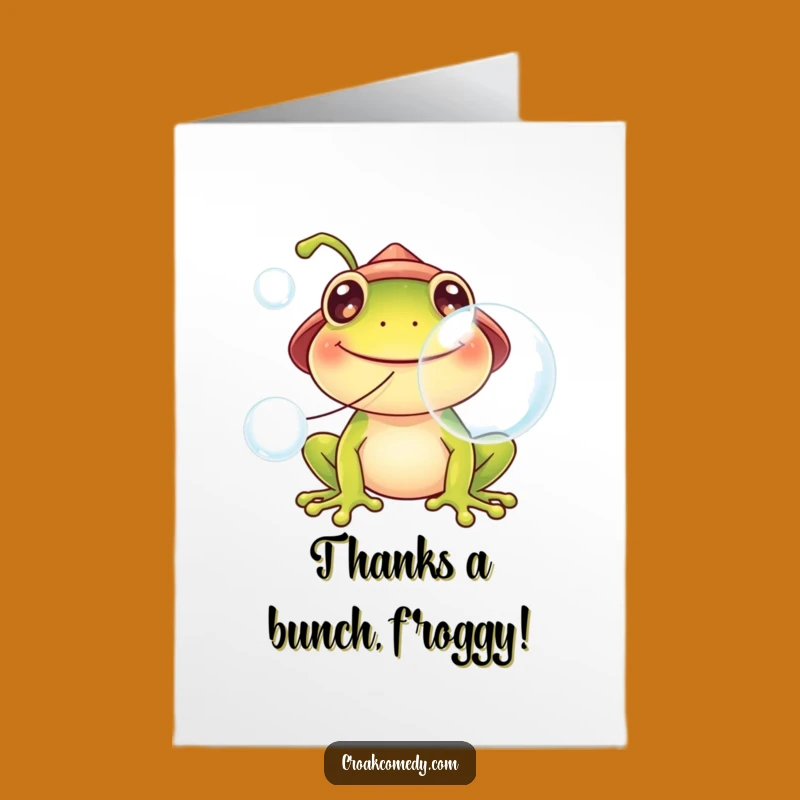 Free Printable Thank You Card: Frog Blowing Bubbles, Whimsical Thanks