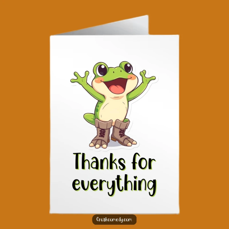 Free Printable Thank You Card: Frog In Boots Downloadable Greeting Funny Gift