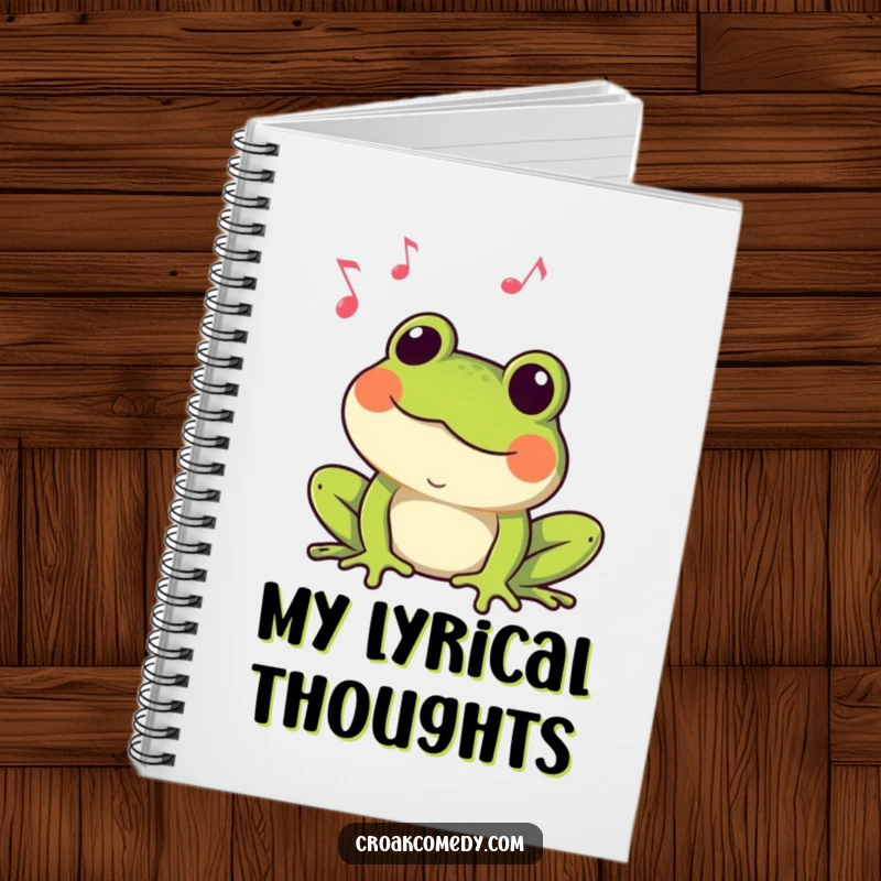 Funny Frog Notebook: A happy frog croaking with musical notes, inspiring creativity for journaling and note-taking.