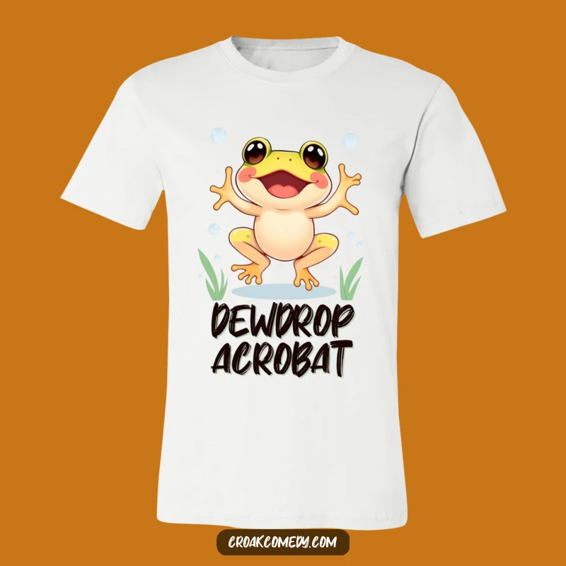 Funny Excited Frog T-Shirt - Comical Dewdrop Jumping Tee for Happy People