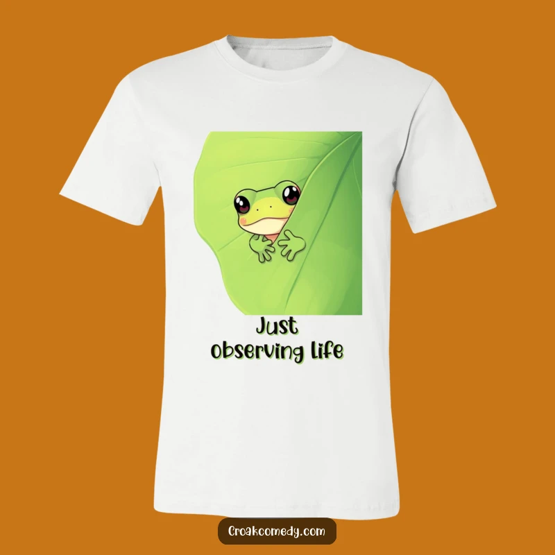 Funny Curious Frog T-Shirt: Hilarious Leaf Peek Design, Great Funny Gift for Him or Her