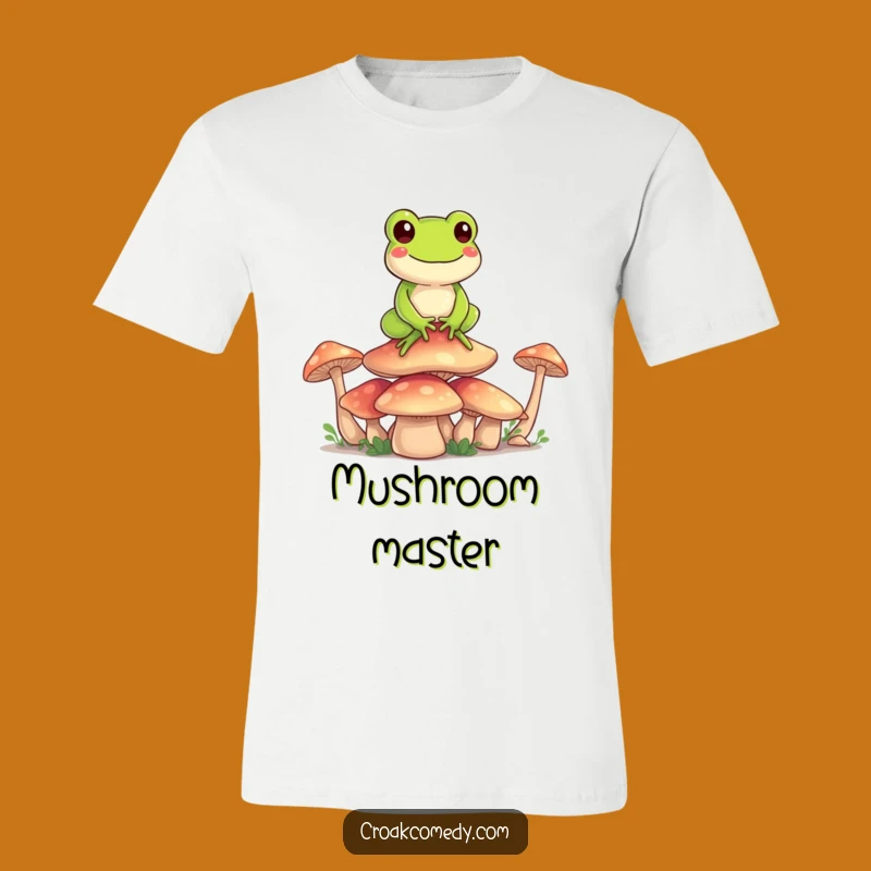 Funny Frog Mushroom Tower Tee: Happy Character's Skillful Balance, Ideal Funny Gift