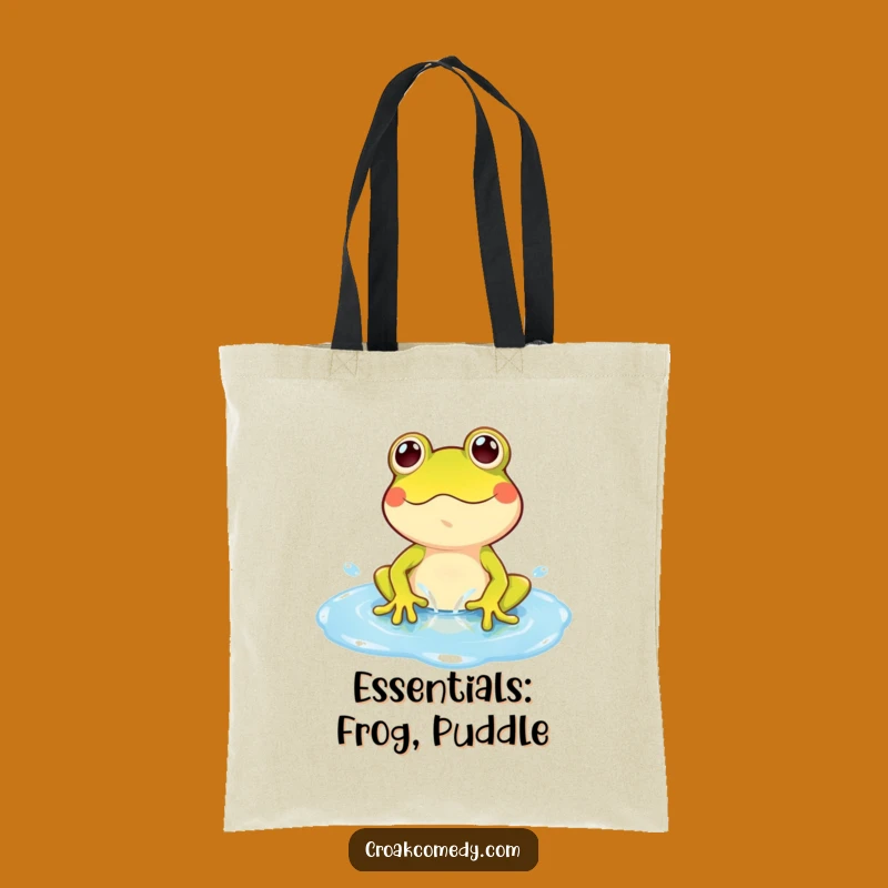 Funny Frog Puddle Pals Tote Bag: Playful Character's Splashy Adventure, Practical Funny Gift