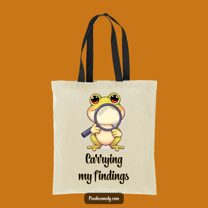 Funny Frog Research Tote Bag: Curious Magnifying Glass Design, Practical Funny Gift