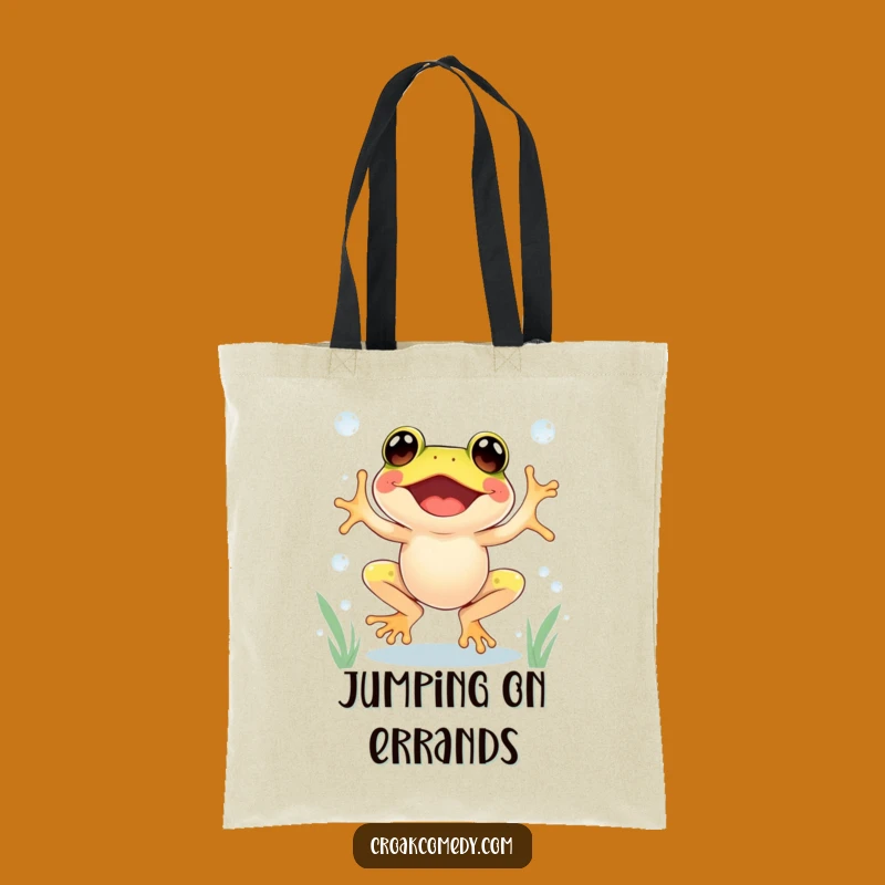 Funny Excited Frog Tote Bag - Durable & Joyful Carry-All for Happy Go-Getters