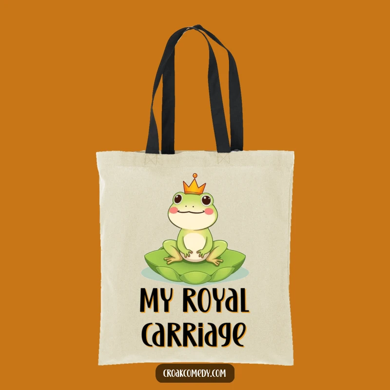 Funny Frog King Tote Bag: Cheerful Crowned Amphibian Carry-all for a Regal Gift!